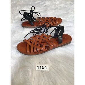 American Eagle Outfitters Womens Sz 7 Strappy Sandals Leather Brown Huarache